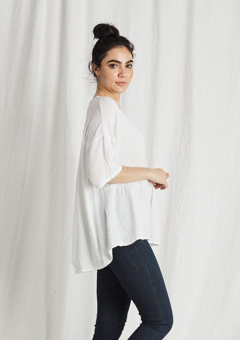 Khlassik Linen Balmy Frill Front Top