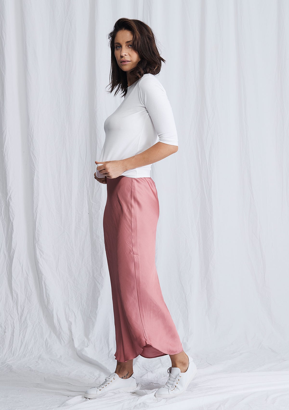 Luxe Deluxe Look Again Bias Cut Long Midi Skirt