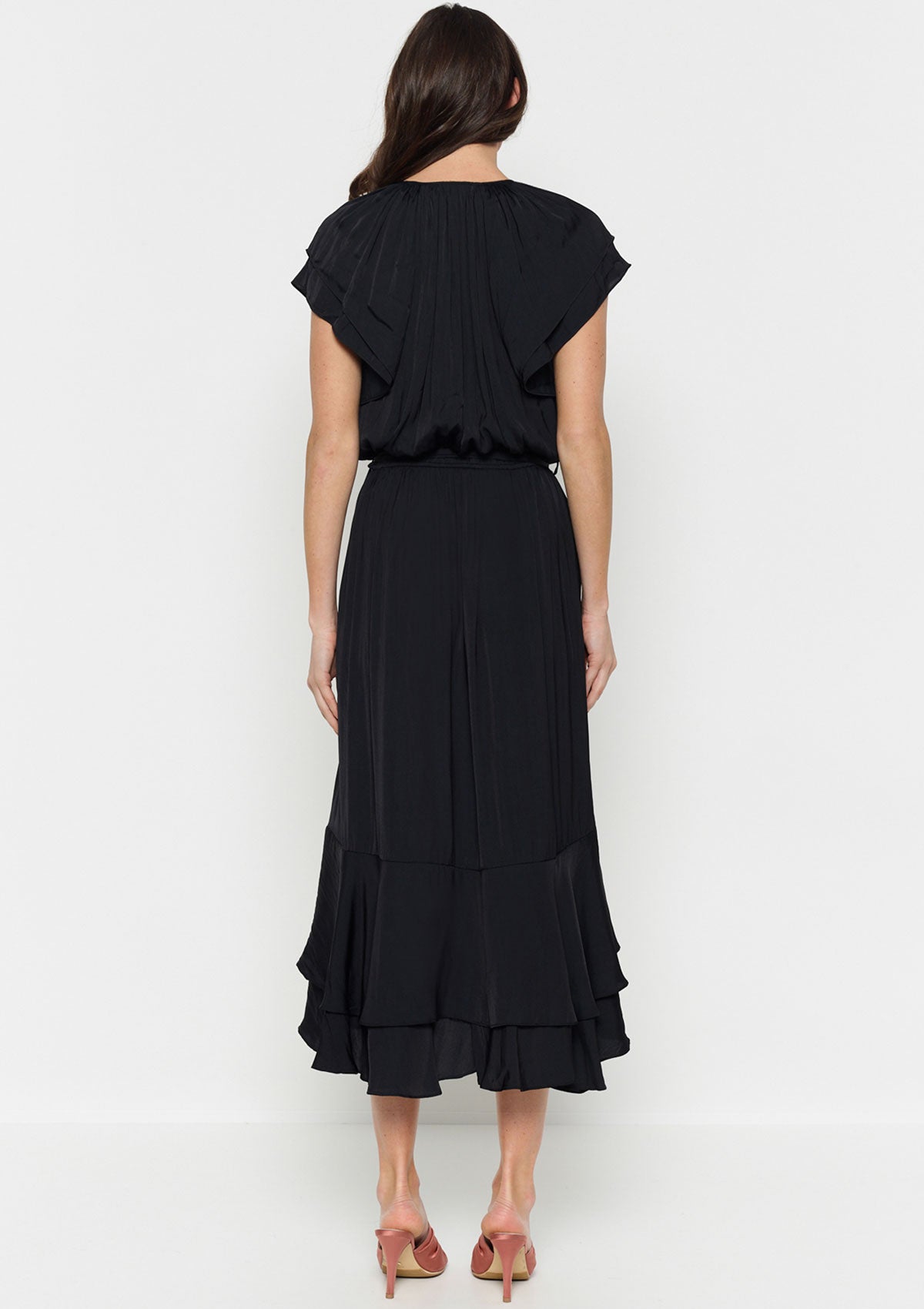 Luxe Deluxe Look Twice Double Ruffle Midi Dress