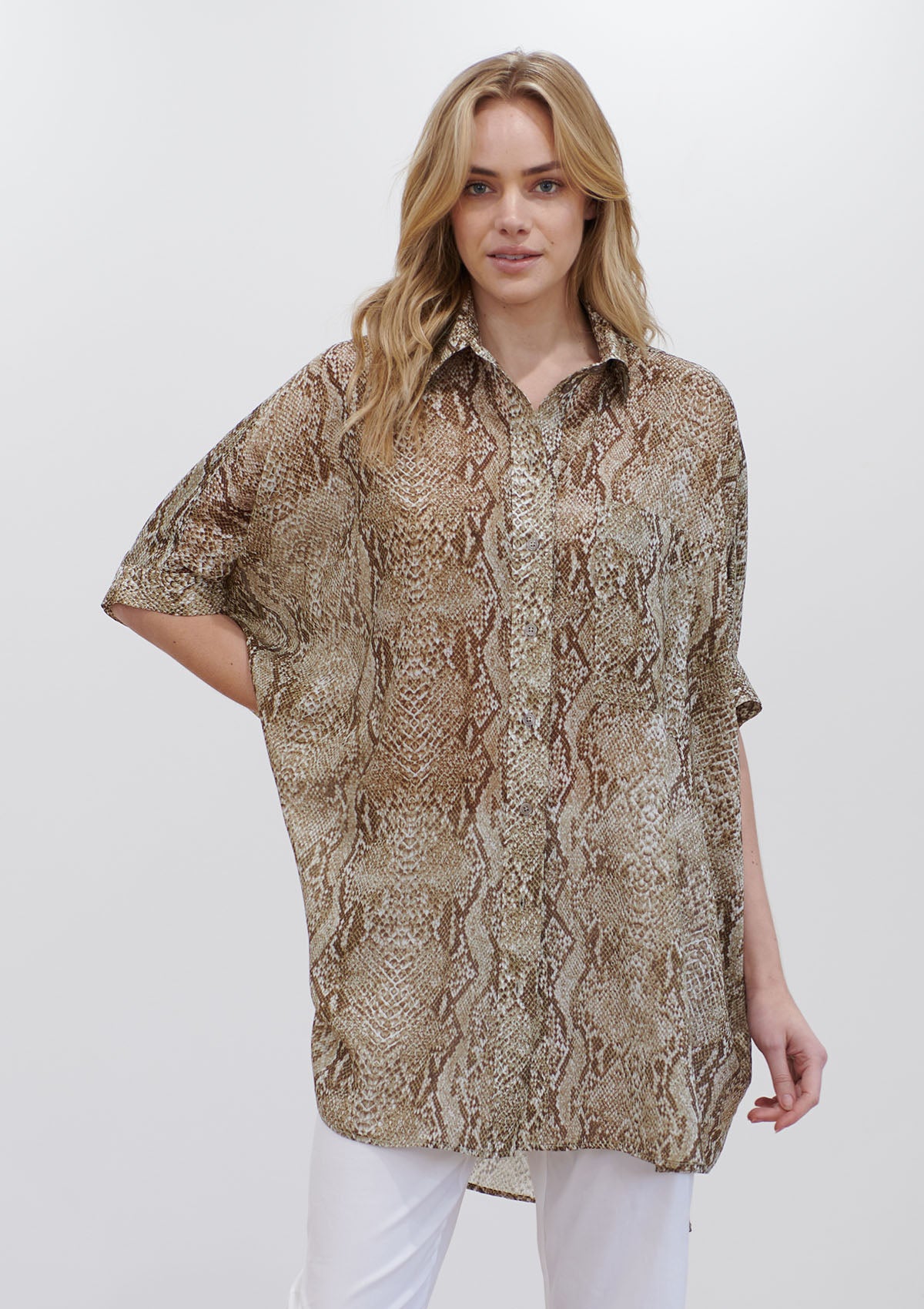 Mela Purdie Reptile Silk Cotton Cabana Shirt