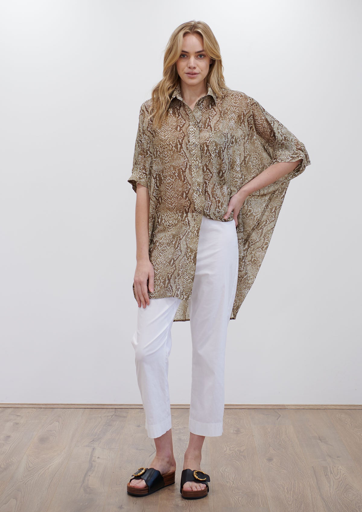 Mela Purdie Reptile Silk Cotton Cabana Shirt