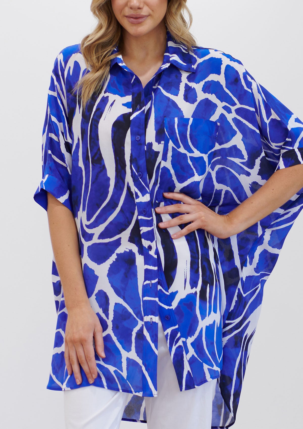 Mela Purdie Lagoon Print Silk Cabana Shirt