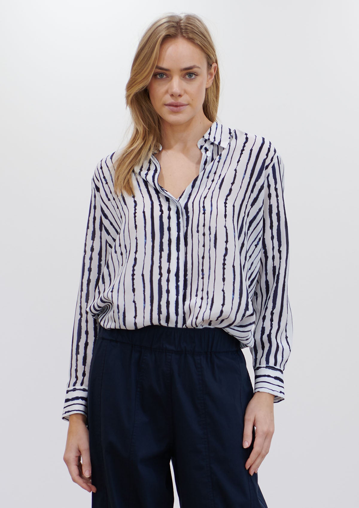 Mela Purdie Quill Stripe Silk Soft Shirt