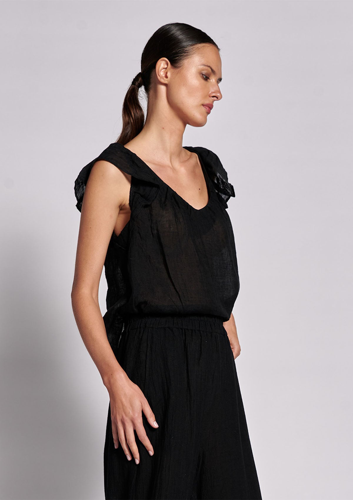 In The Sac Plisse Ruffle Top