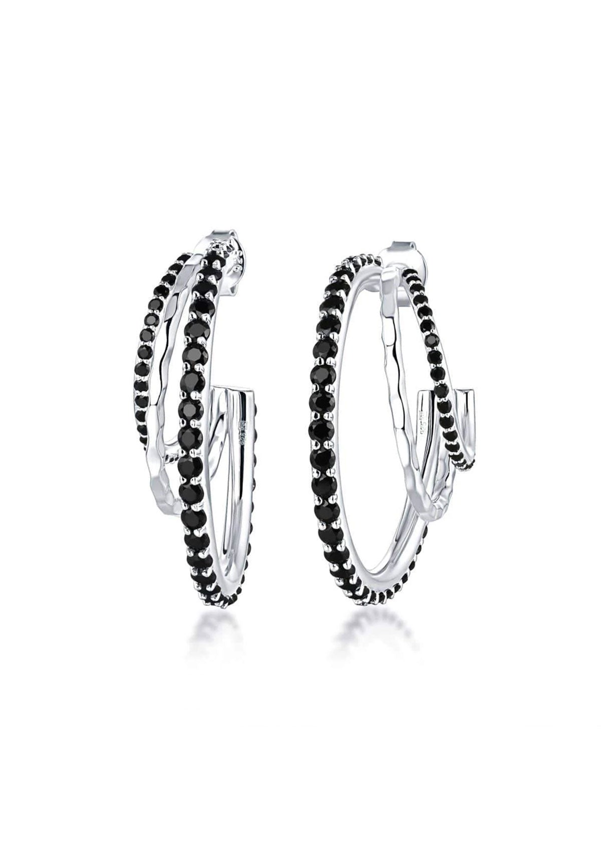 F+H Silver Triple Max Gemstone Hoops