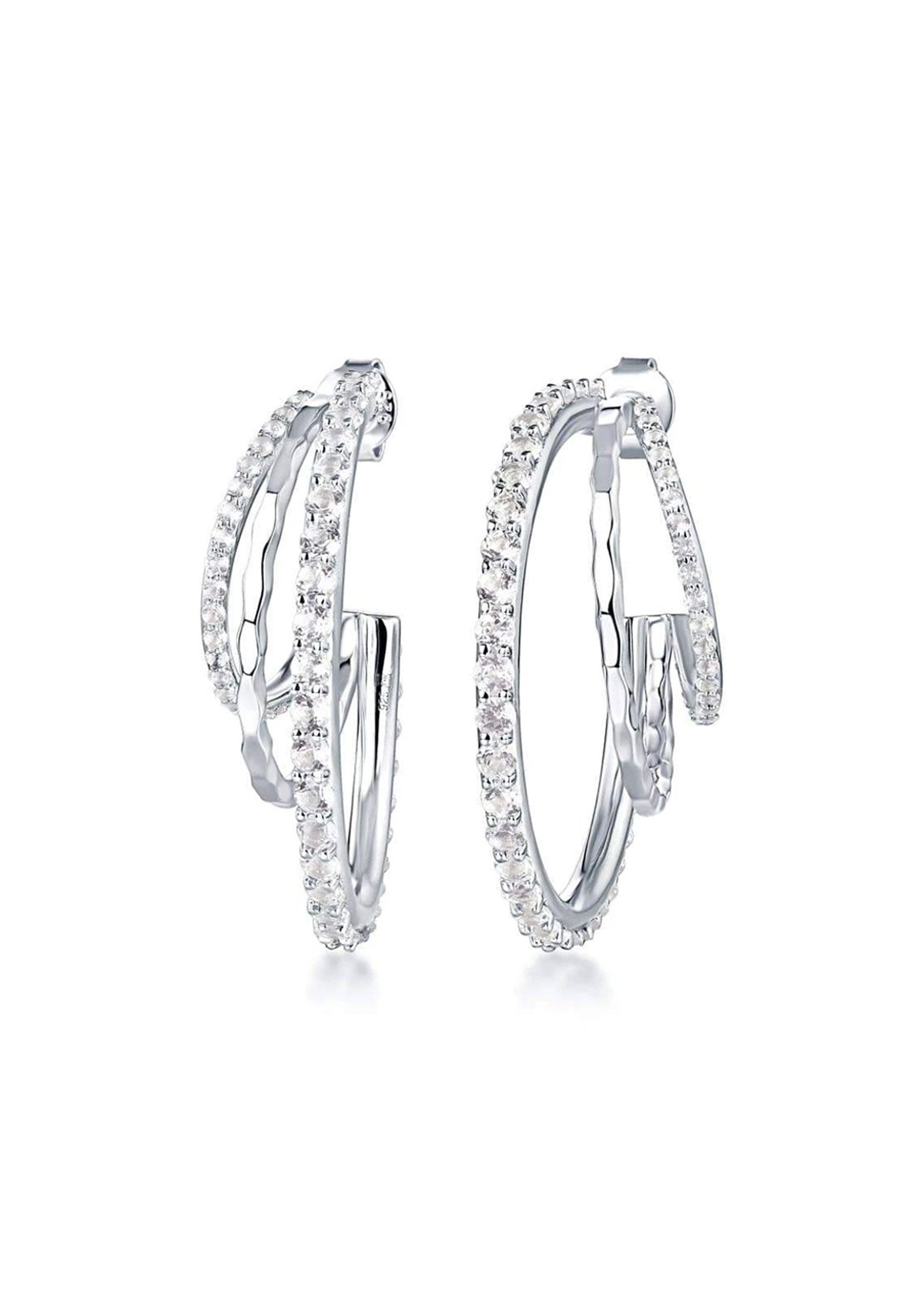 F+H Silver Triple Max Gemstone Hoops