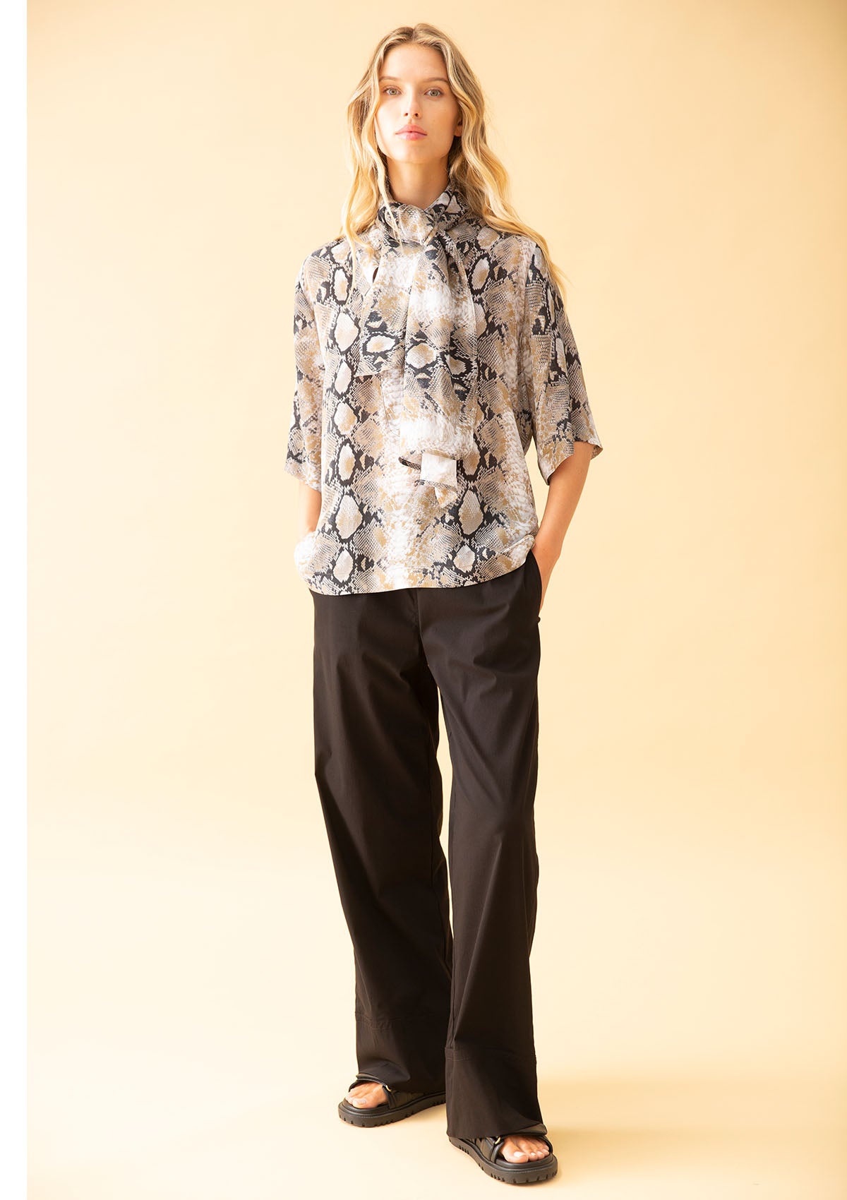 Mela Purdie Cobra Print Silk Chello Top