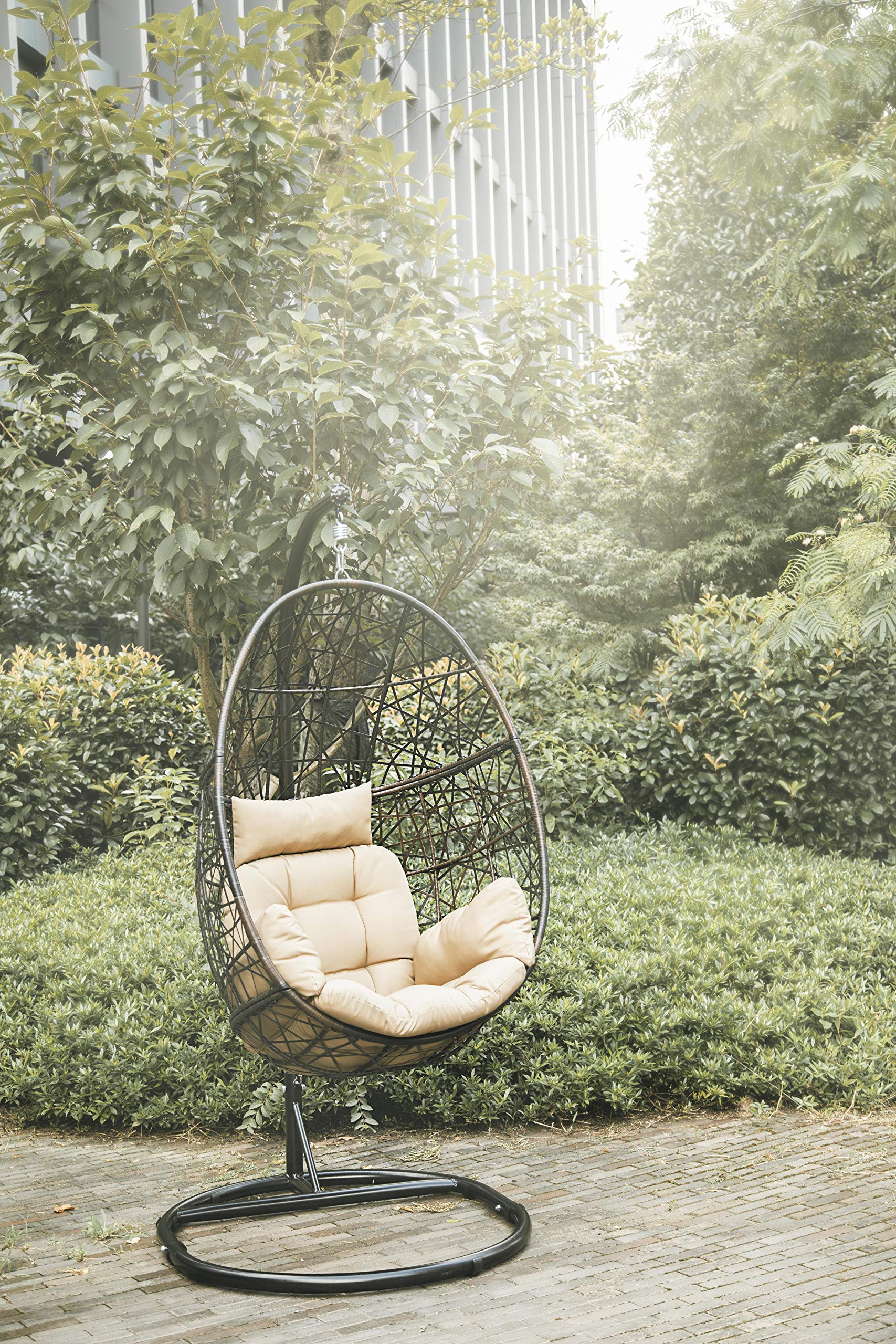 Luckyberry Swing Egg Chair Outdoor Indoor Wicker Tear Drop Hanging Cha