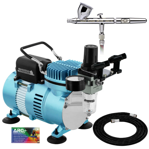 Iwata Eclipse HP-CS 4207 Dual-Action Airbrush with 0.35 mm. Tip with Twin  Cylinder Piston Airbrush Air Compressor with Air Storage