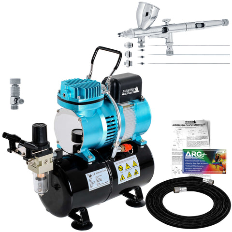 Gravity Feed Trigger Airbrush with Twin Cylinder Piston Compressor — TCP  Global