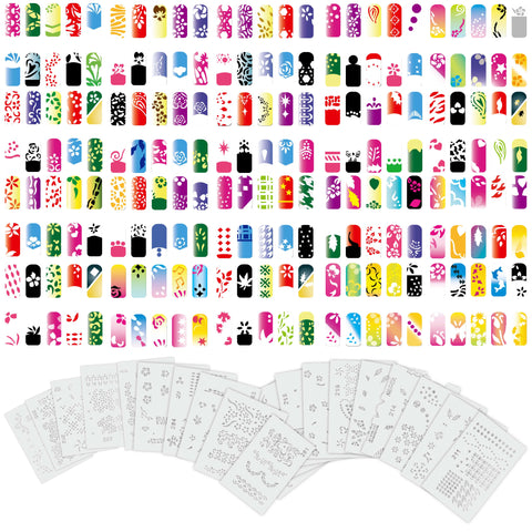 OPHIR 200 Designs Airbrush Nail Art Stencil 20 Template Sheets Kit Air Brush  Paint Fashion Nail Stickers Nails Tools_JFH11 - Price history & Review, AliExpress Seller - OPHIRCOLOR Store