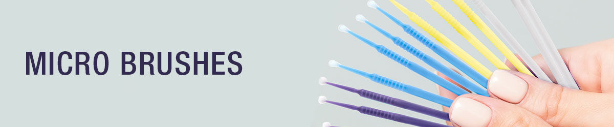 TCP Global 400 Eyelash Extension Micro Brushes - Brush Applicator Tip Sizes  1.0 mm Superfine White, 1.5 mm Fine Yellow, 2.0 mm Medium Blue & Purple