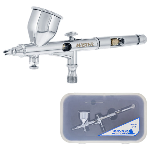 Master Pro Plus Ultimate Airbrush Set, Model 120 - Elite Level Spray Performance Dual-Action Gravity Feed Airbrush Kit with 3 Tips 0.2, 0.3 and 0.5 mm