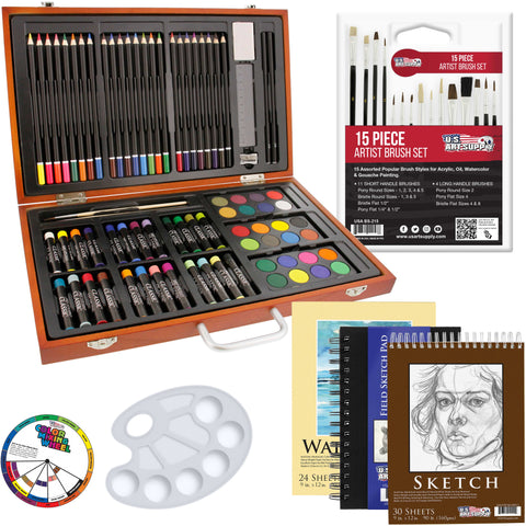 U.S. Art Supply 54-Piece Drawing & Sketching Art Set with 4 Sketch Pads (242 Paper Sheets) - Ultimate Artist Kit, Graphite and Charcoal Pencils & Stic