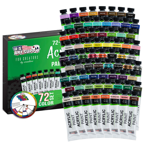 U.S. Art Supply 24 Color Set of Permanent Acrylic Fabric Paint in 2 Ounce  Bot