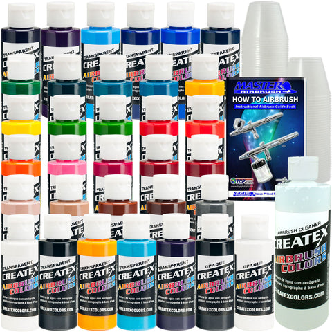Createx Colors Airbrush Paint - 22 Colors and Cleaner - 2 oz
