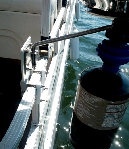 Gas Grill on a Pontoon Boat using the V-Lock Square Rail Kit