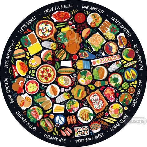 World Food 500 piece jigsaw puzzle illustration design.
