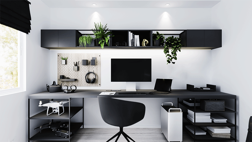 To further reduce glare in home office areas, recessed downlights are the way to go. Deep recessed lights produce a narrow beam angle which does not target the line of sight directly, but instead lands on working surfaces. This reduces glare and eye strain, allowing you to remain alert yet comfortable during long hours of work or study in the office.
