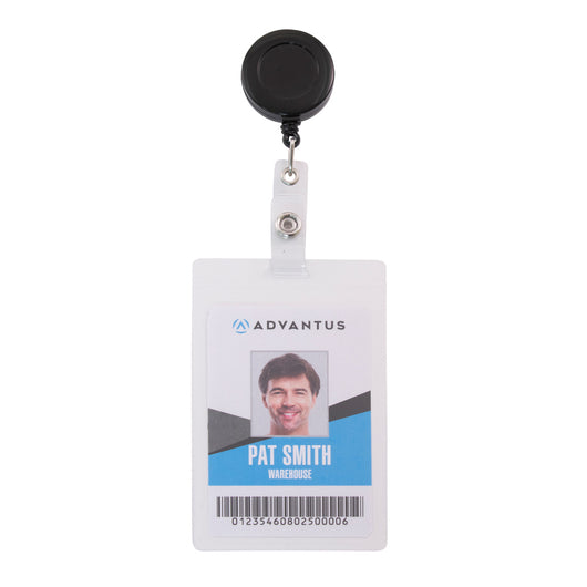 Advantus Lanyards with Retractable ID Reels, Clip Style, 34 Long, Black, 12-carton