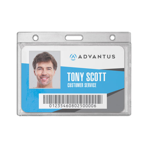Advantus Resealable ID Badge Holders with 30 Cord Reel, Horizontal,  Frosted 4.13 x 3.75 Holder, 3.75 x 2.63 Insert, 10/Pack (91130)