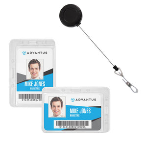 Advantus Clip on Retractable ID Reel with Badge Holder Strap, Black, 25/BX