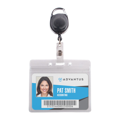 Advantus Resealable Badge Holder & Carabiner Badge Reel, Vertical, Smo —  Shop Advantus