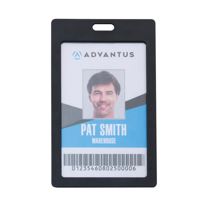 Advantus Rigid ID Badge Holder, Vertical, Black, 3.38