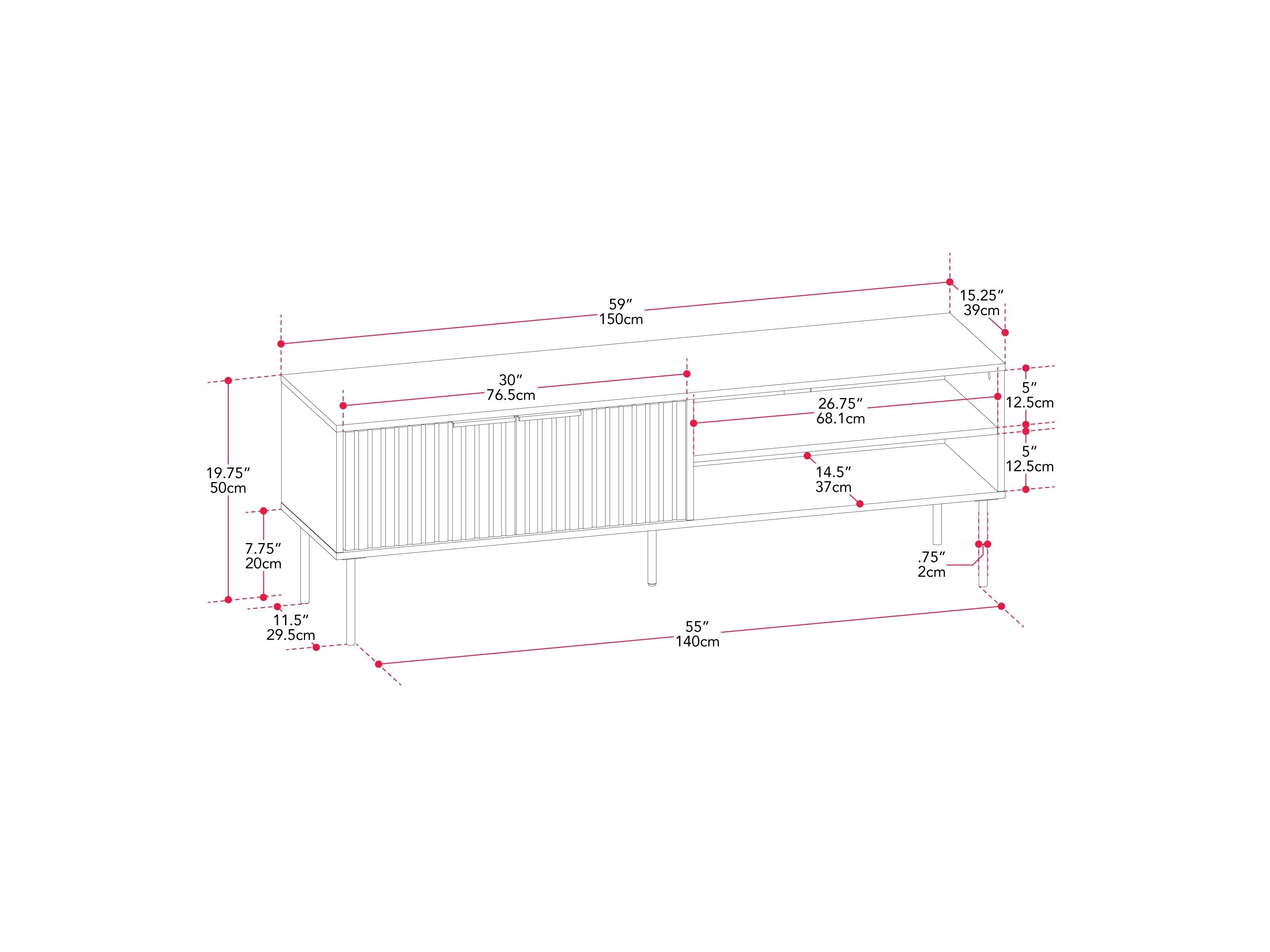 Black Fluted TV Stand