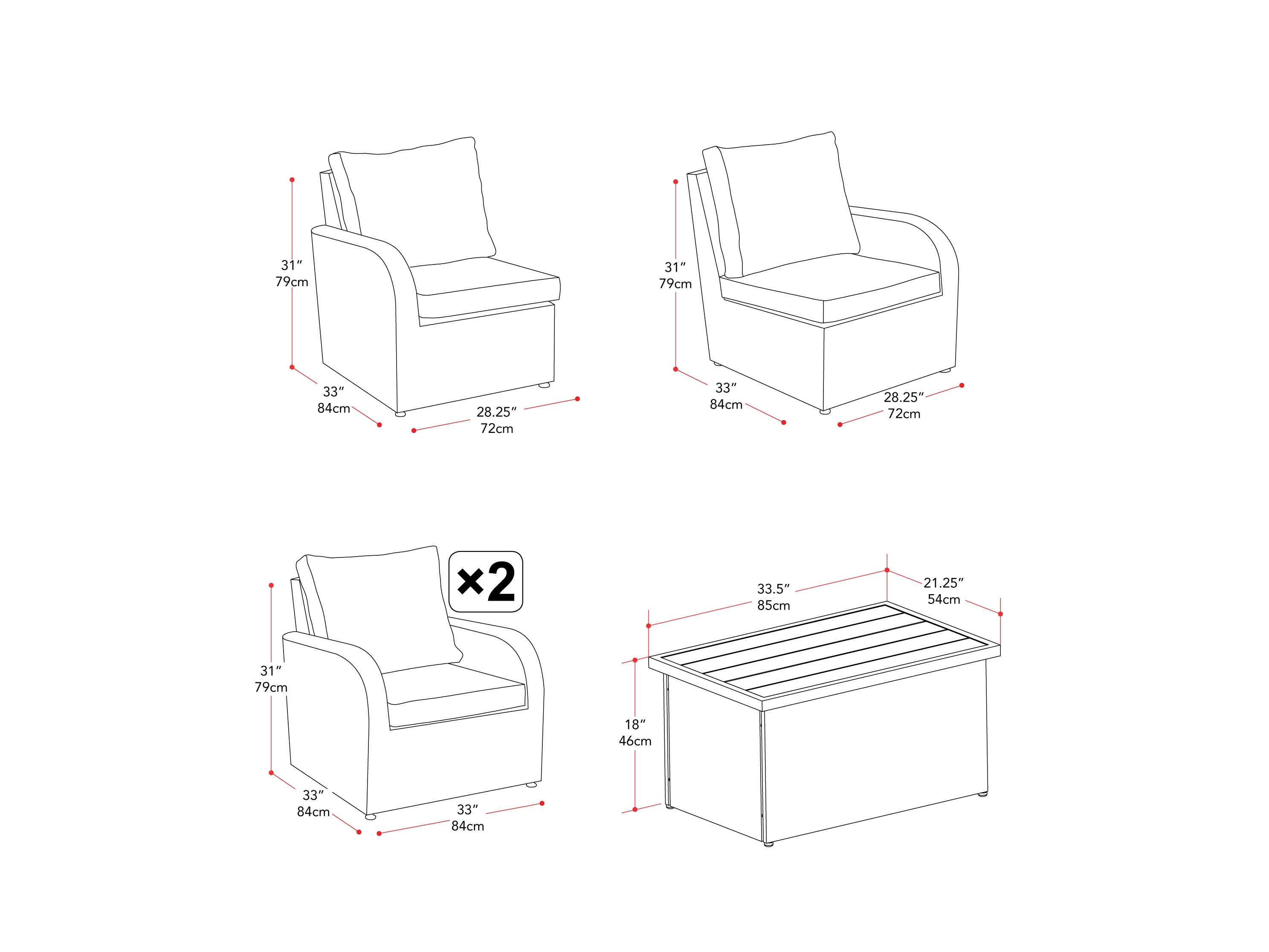 Outdoor Loveseat Set, 5pc