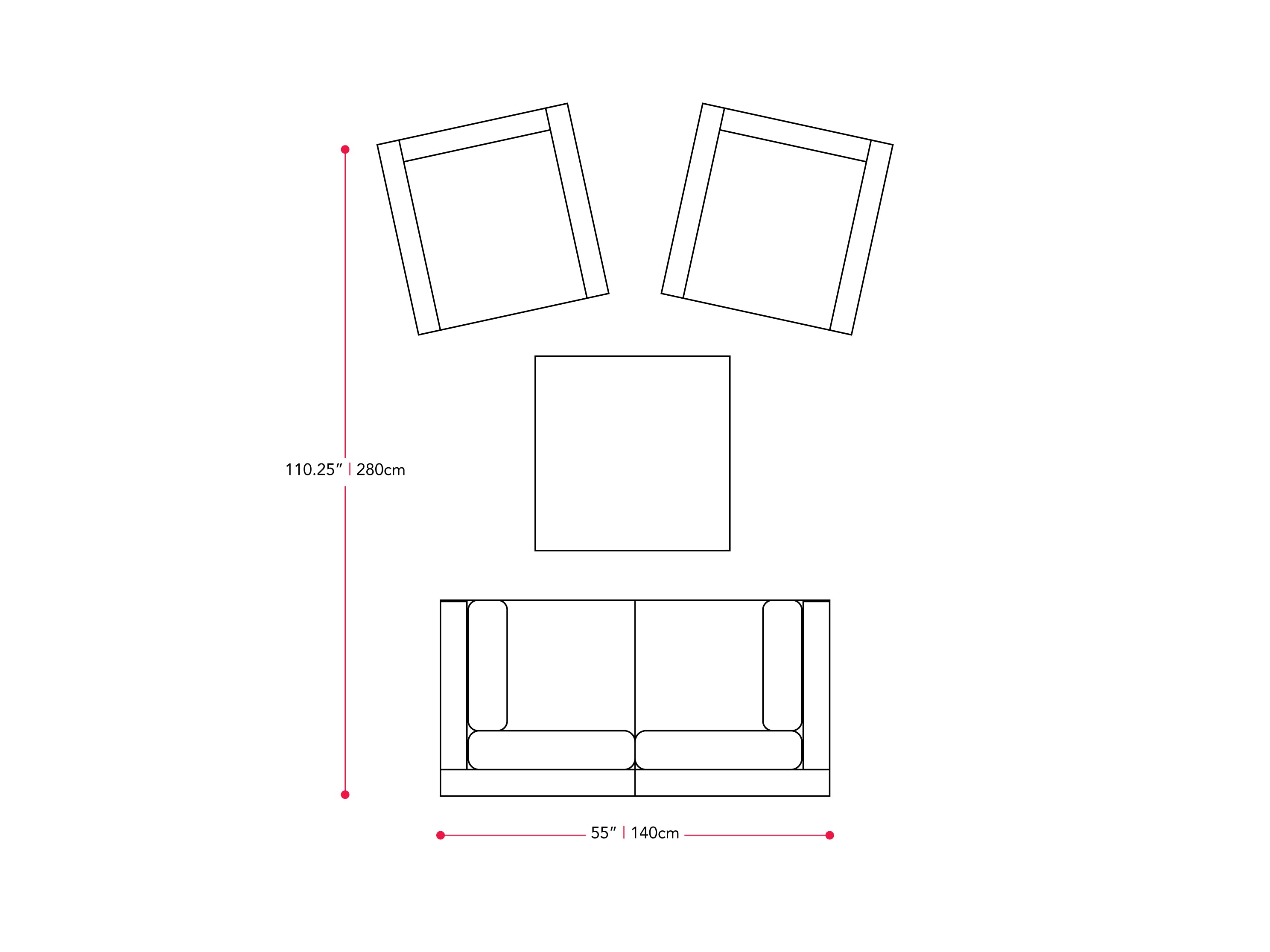 blended grey and oxford blue Outdoor Sofa Set, 5pc Parksville Collection measurements diagram by CorLiving#color_blended-grey-and-oxford-blue