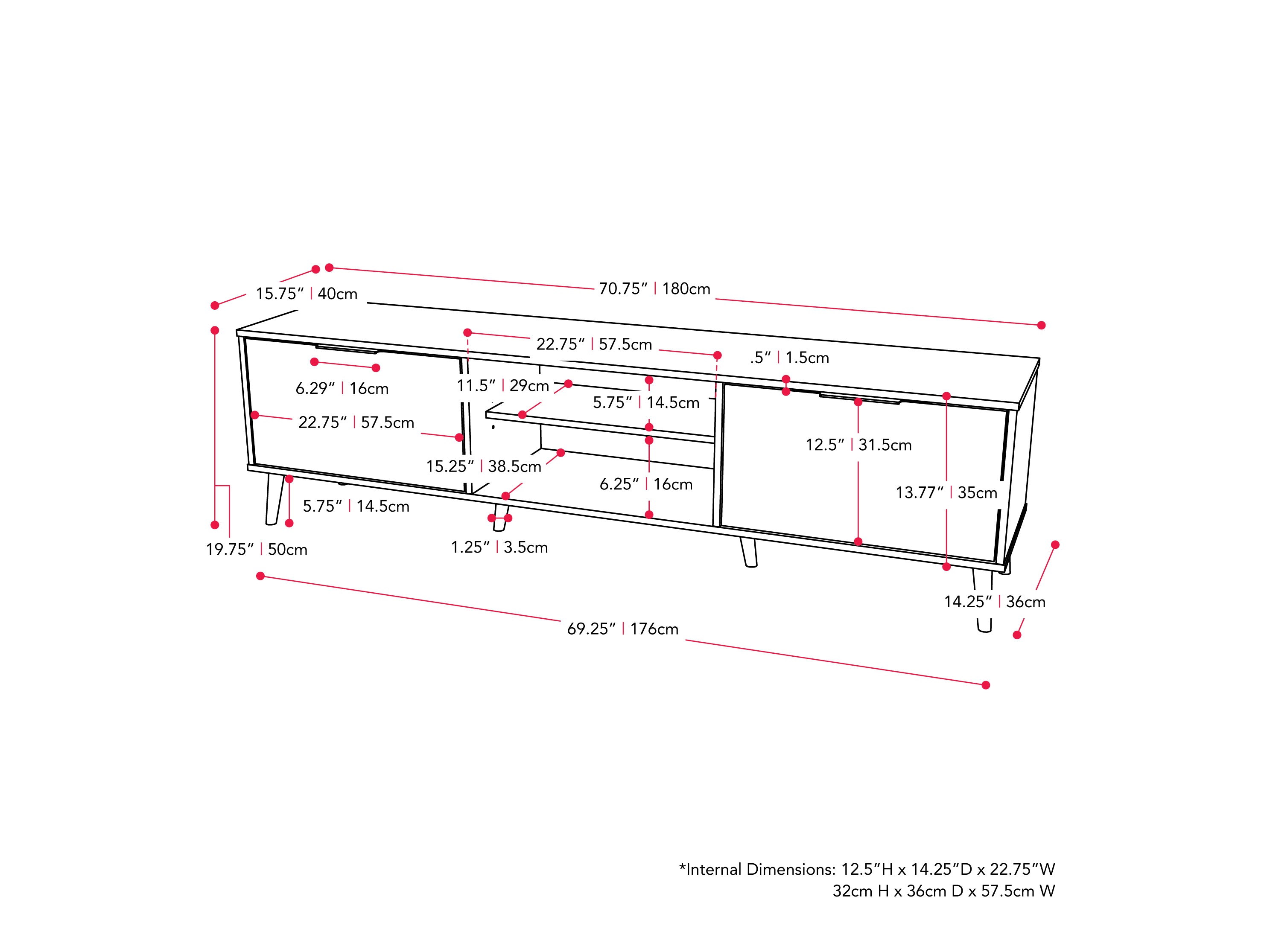 TV Bench - Open & Closed Storage, TVs up to 85"