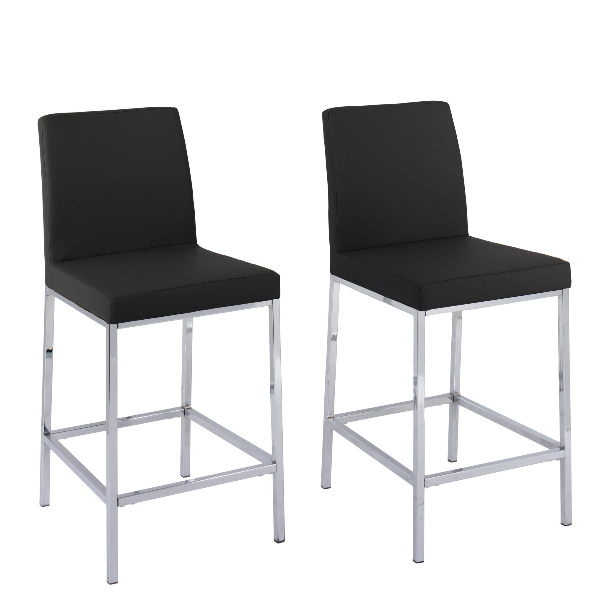 Huntington Pu Leather Bar Stools With Chrome Legs