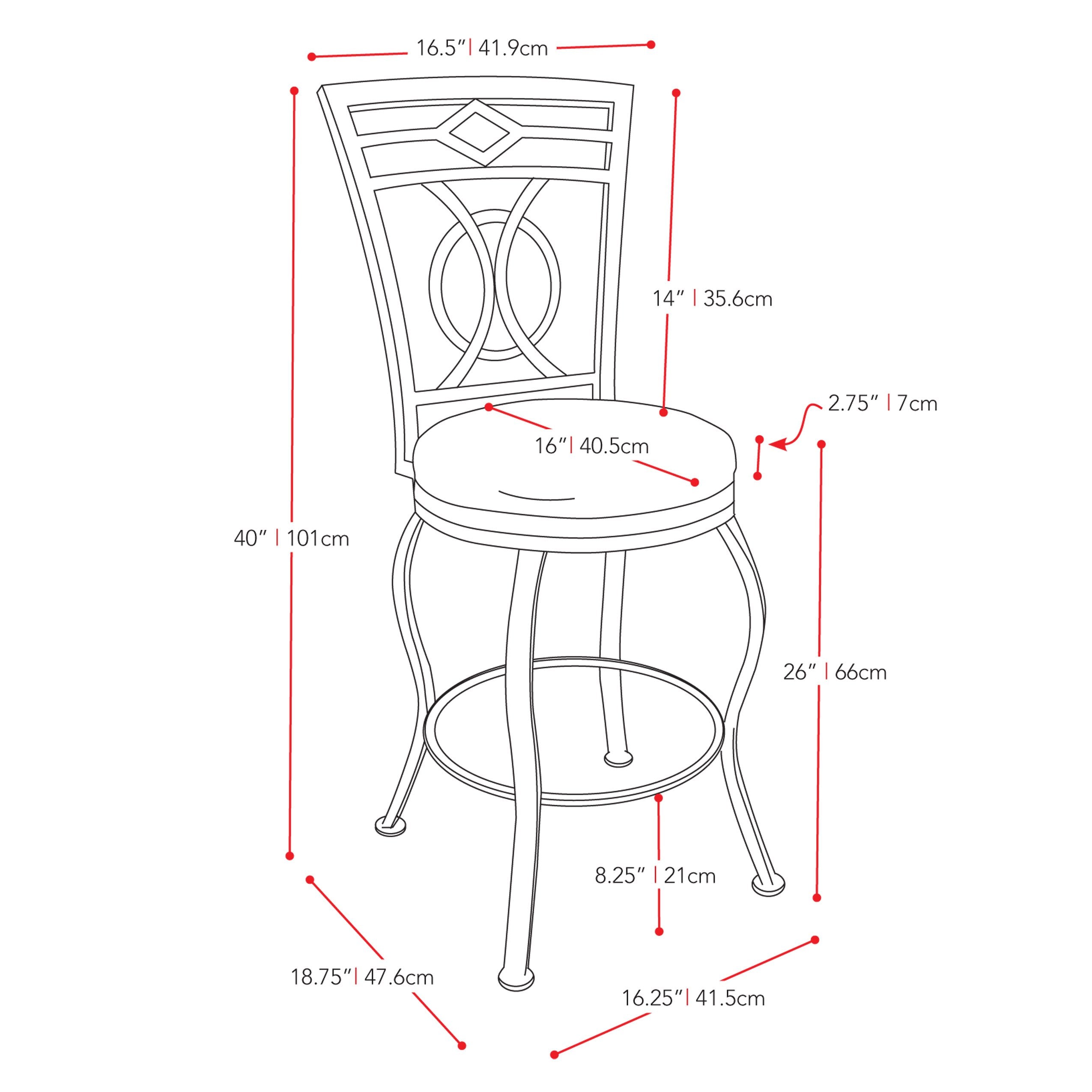 dark brown Metal Bar Stool Counter Height Jericho Collection measurements diagram by CorLiving#color_dark-brown