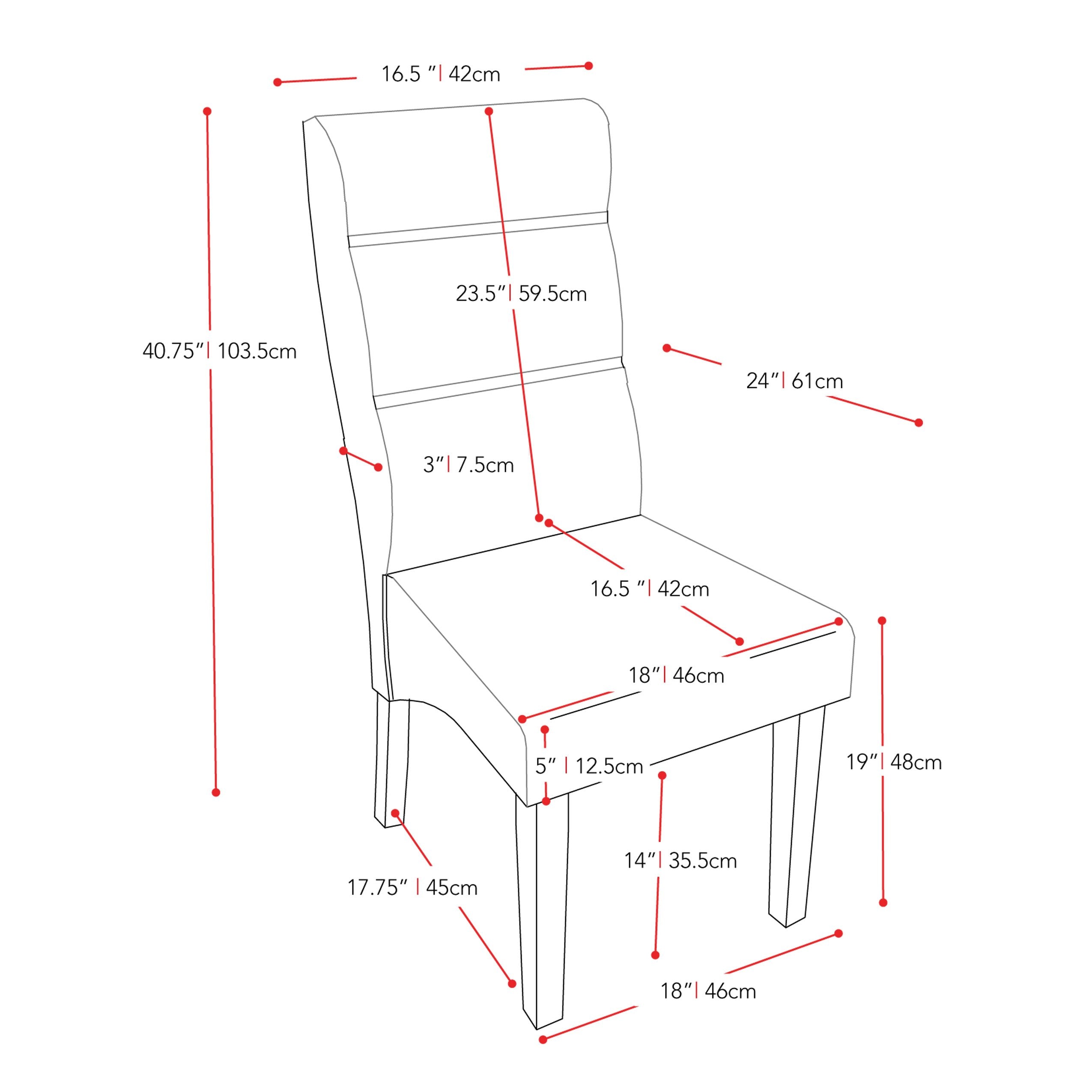 off white Cushioned Dining Chairs, Set of 2 CorLiving Collection measurements diagram by CorLiving#color_off-white