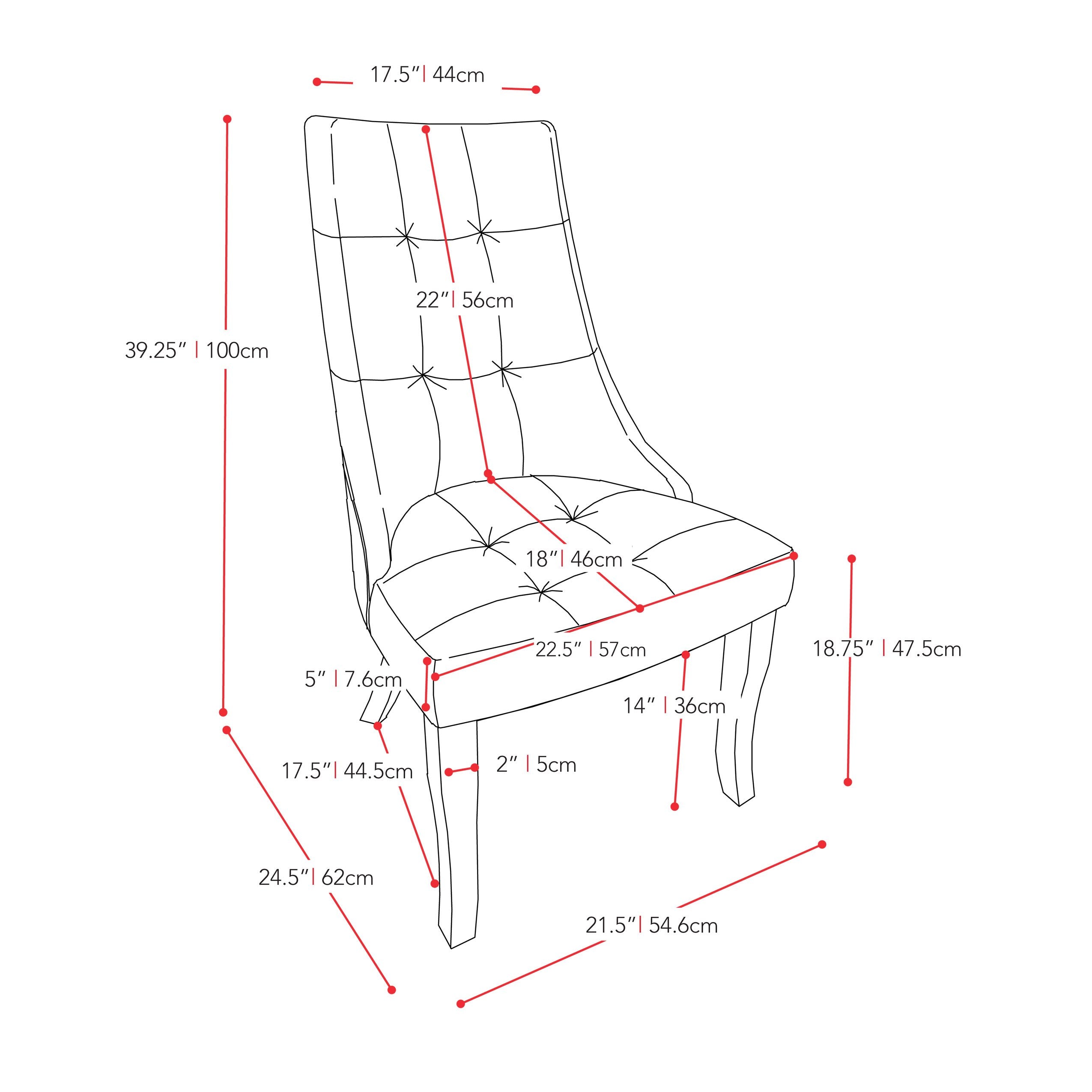 off white Accent Chairs Set of 2 Hayden Collection measurements diagram by CorLiving#color_off-white