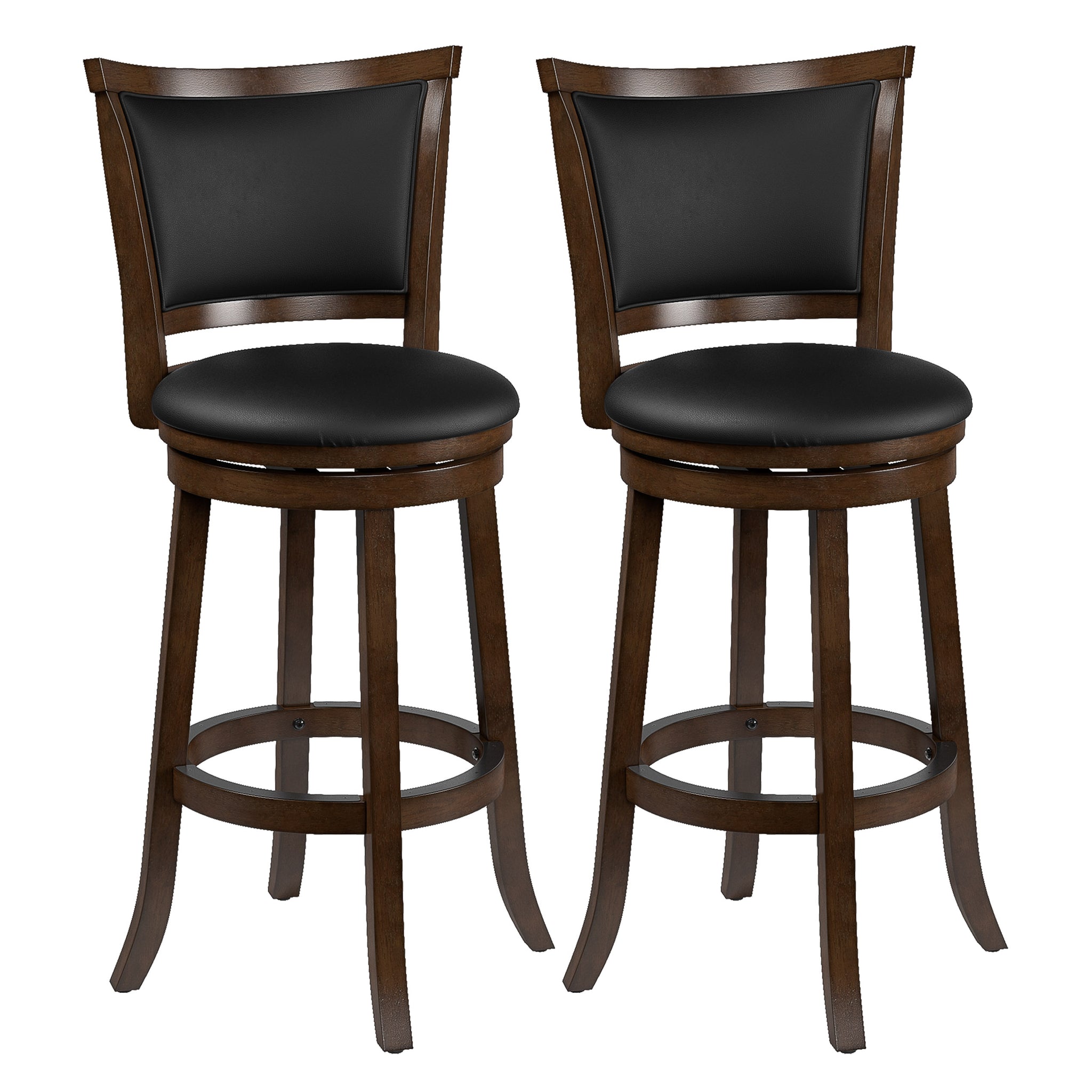 woodgrove bar height wood bar stools with pu leather seat and backrest set  of 2