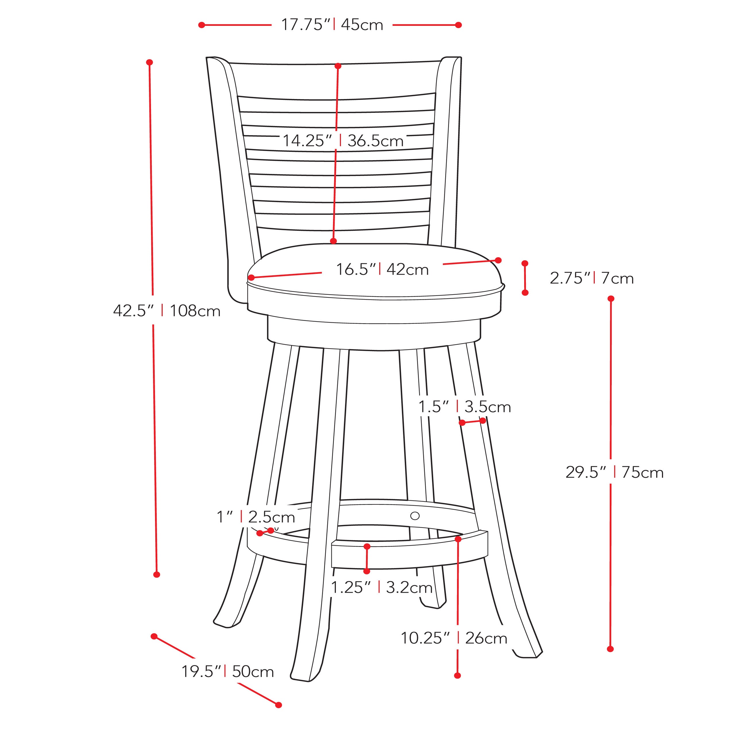 Bar Height Bar Stools Set of 2 Solid Wood CorLiving Furniture