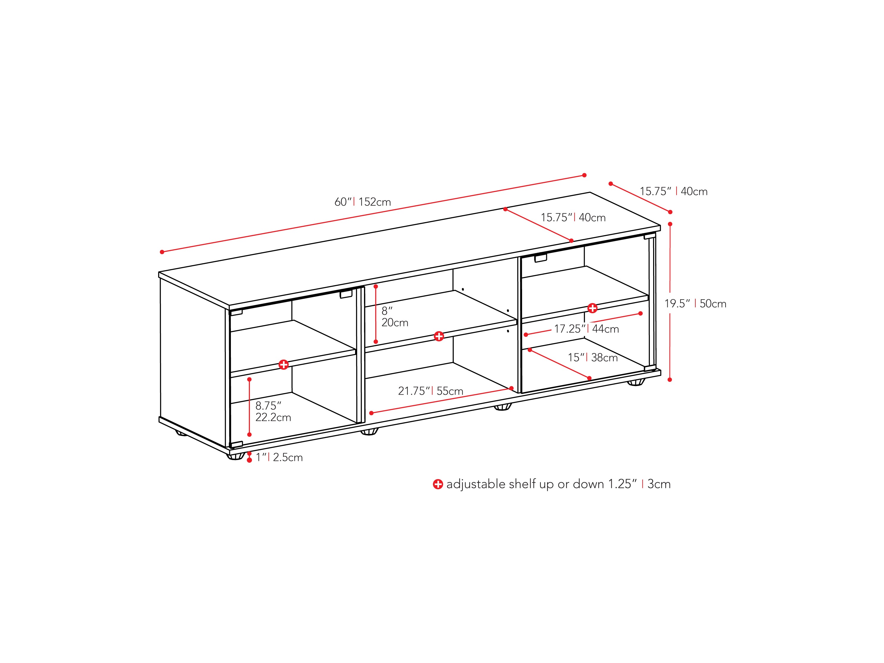 CorLiving CorLiving FS-3580 Fillmore Ravenwood Black TV Stand for TVs Up to 68