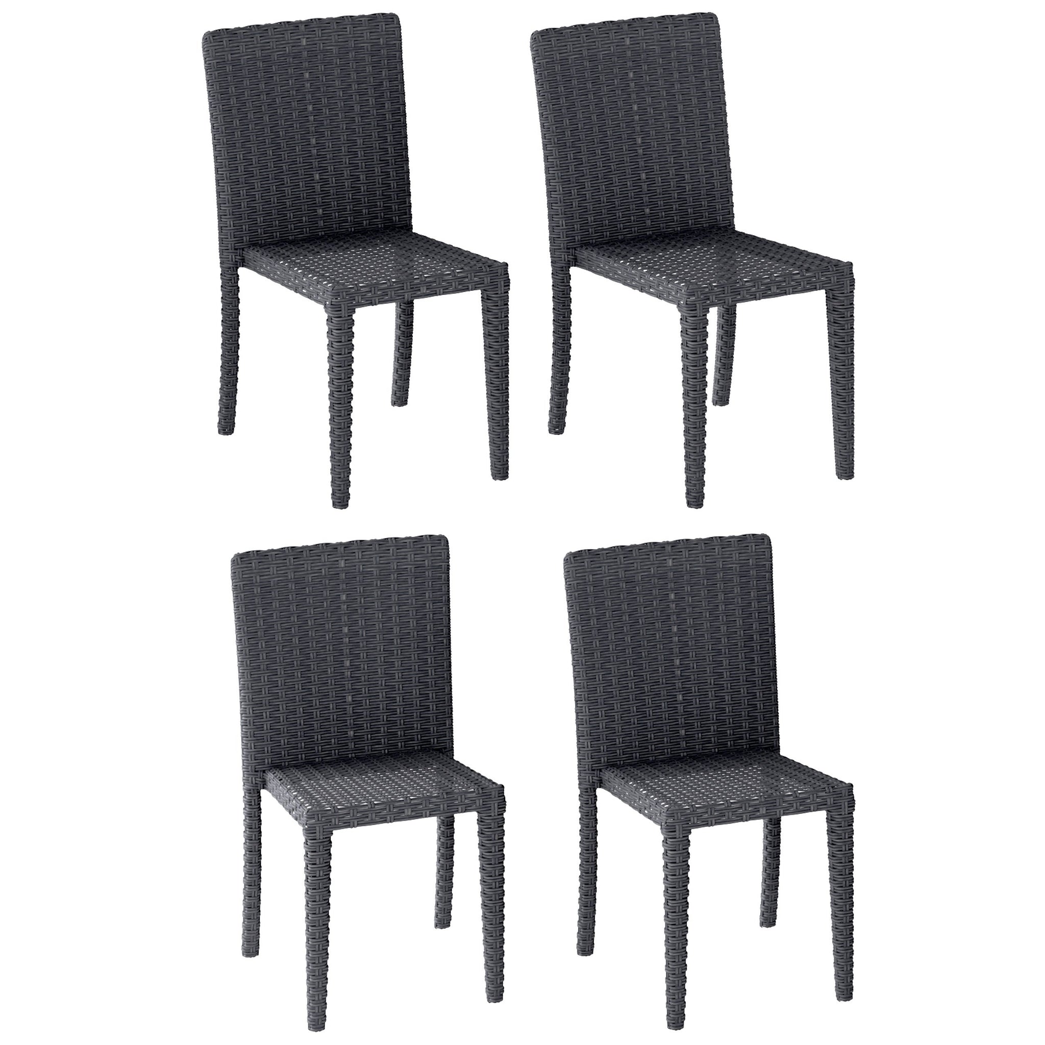 Rattan Wicker Dining Chairs Set Of 4 Corliving Furniture Us