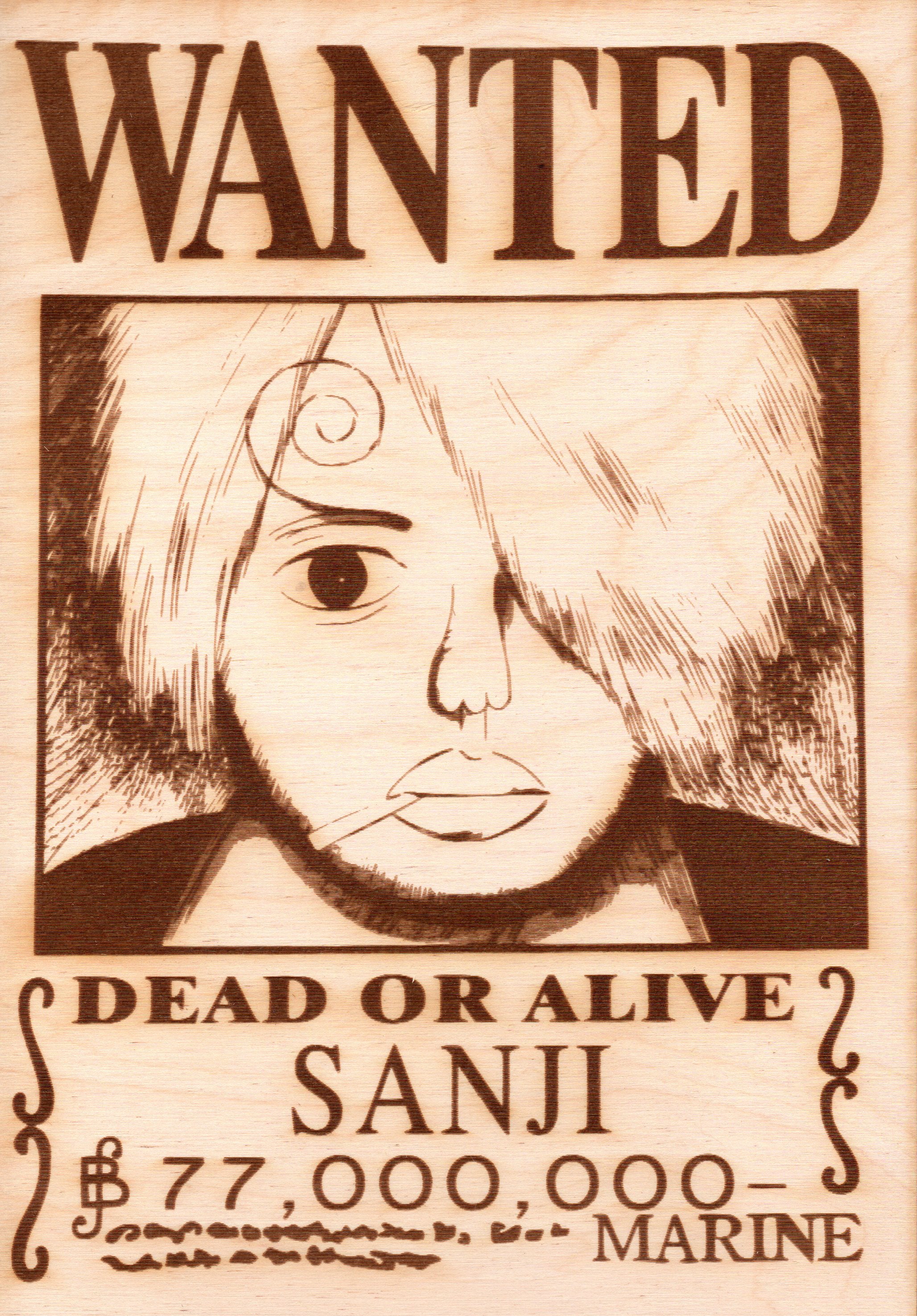 One Piece Sanji Fake Wooden Wanted Poster Tantrumcollectibles Com