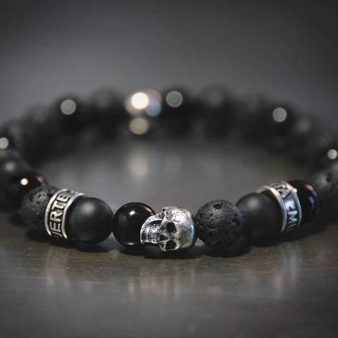 White and black feminine bracelet with nacre and onyx | Handmade jewelry  online Cloris®