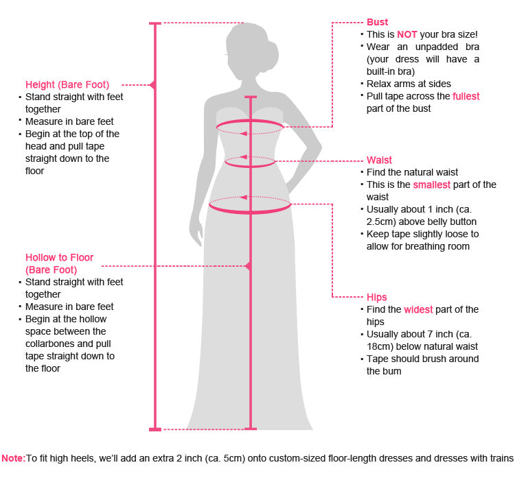 Size Chart for Bridesmaid Dresses and Wedding Dresses