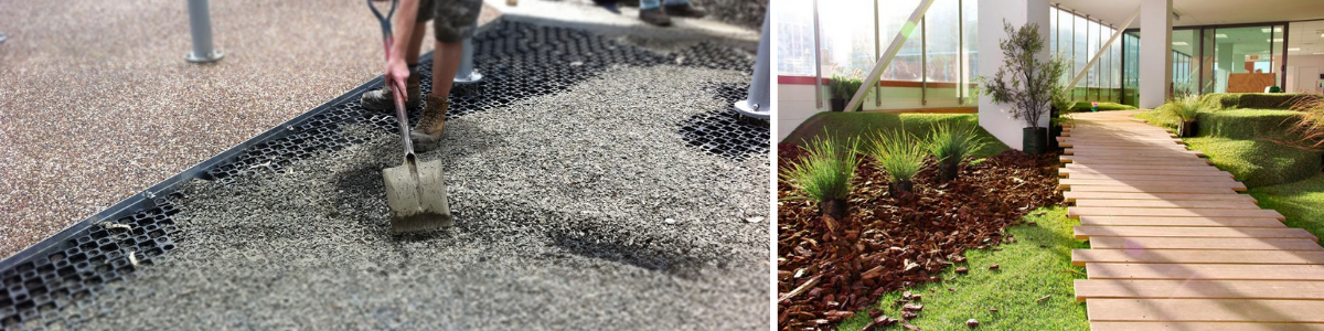 Landscape installation of vertical gardens