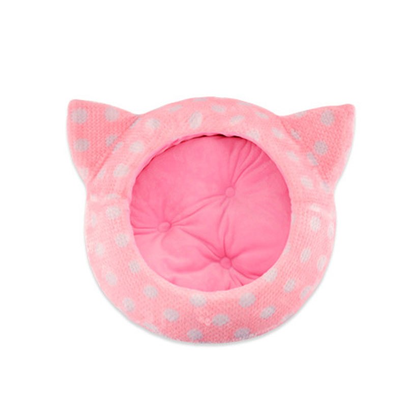 Warm Fleece dog cave bed for chihuahua small cute dot dog cat pet pink luxury sofa Bed House kennel ne cat castle tent bed