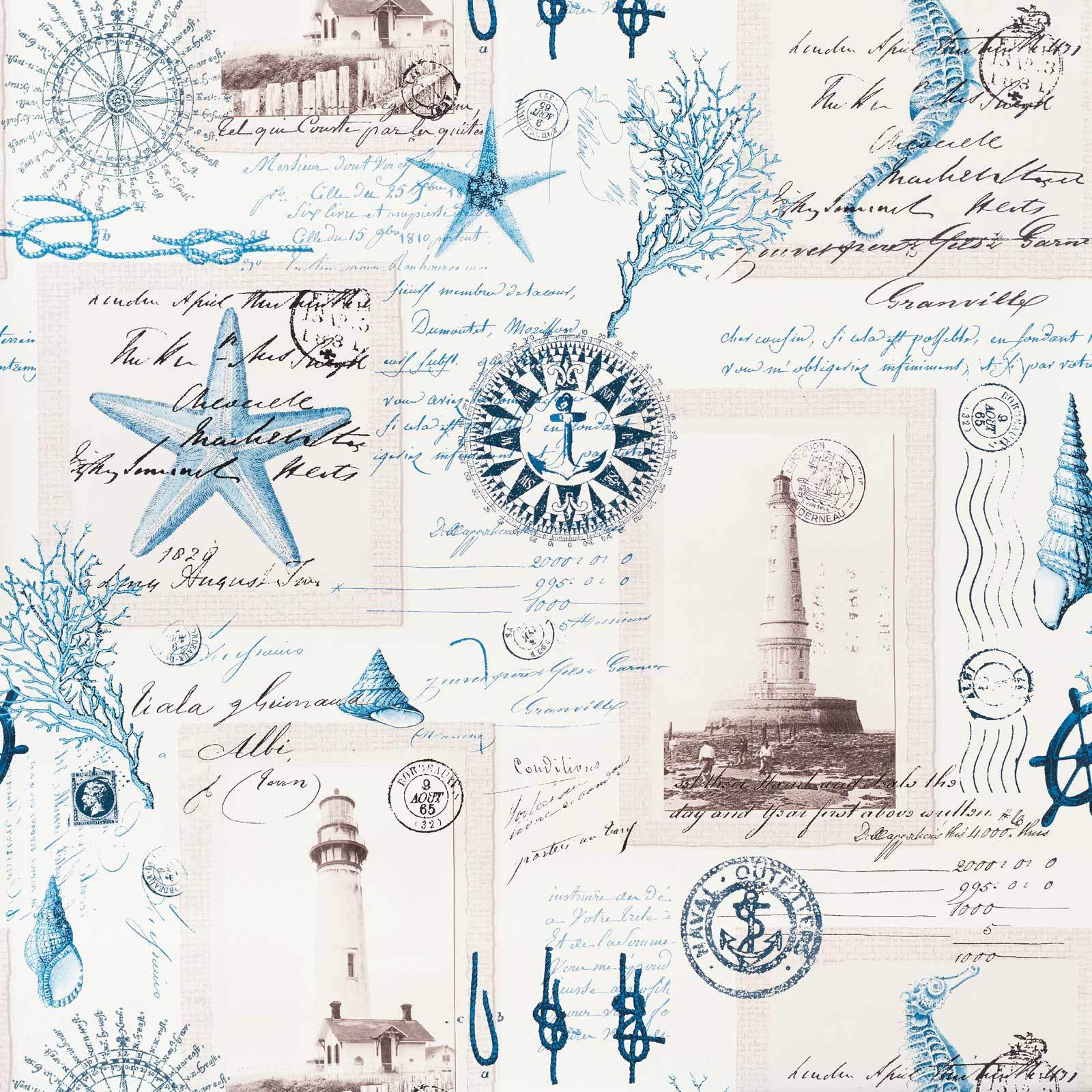 Nautical Lighthouse Wallpaper Vintage Postcard French Writing Swanky Babs