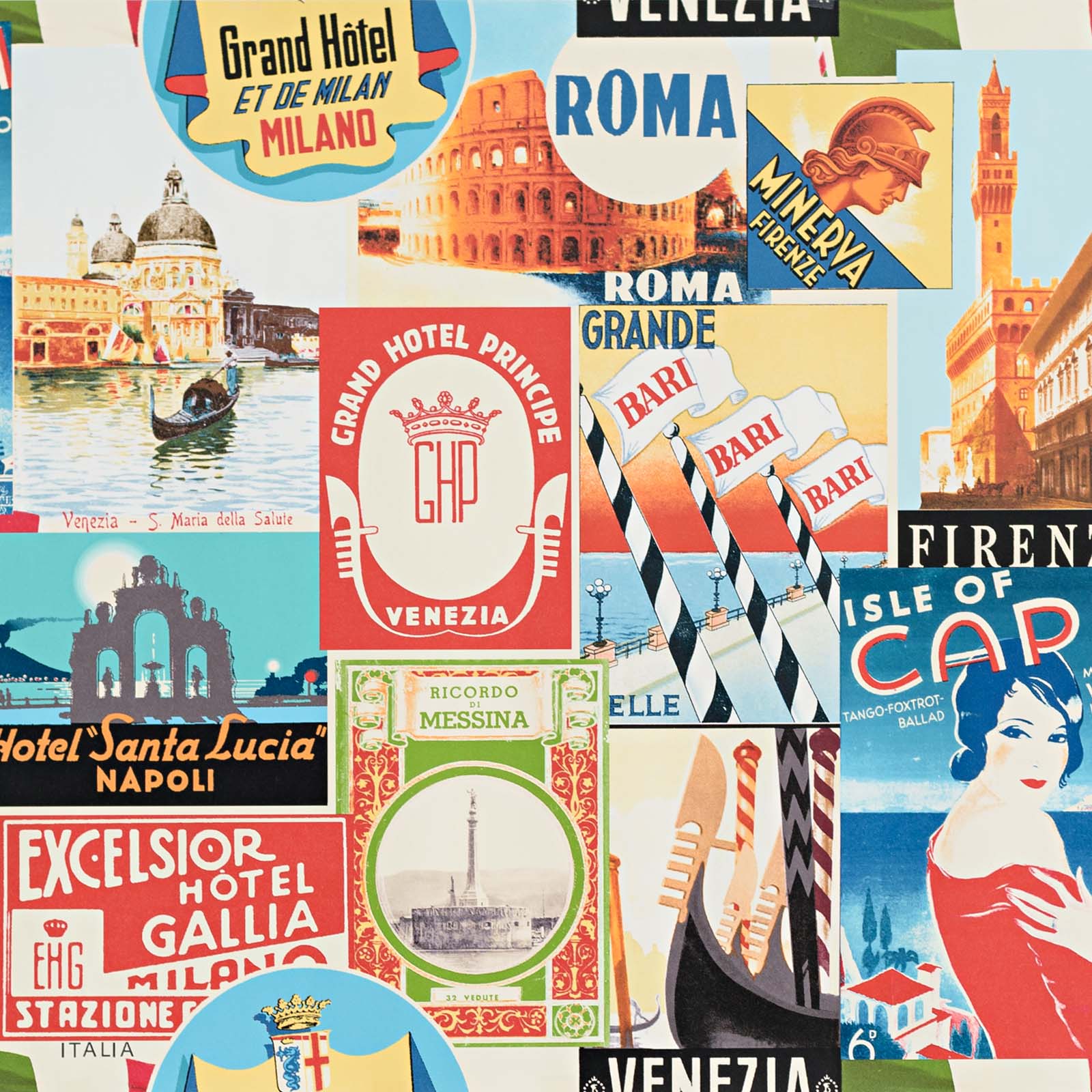 scheuren Roeispaan voedsel Retro Italian poster Wallpaper Venice Italy Milan Capri – Swanky Babs