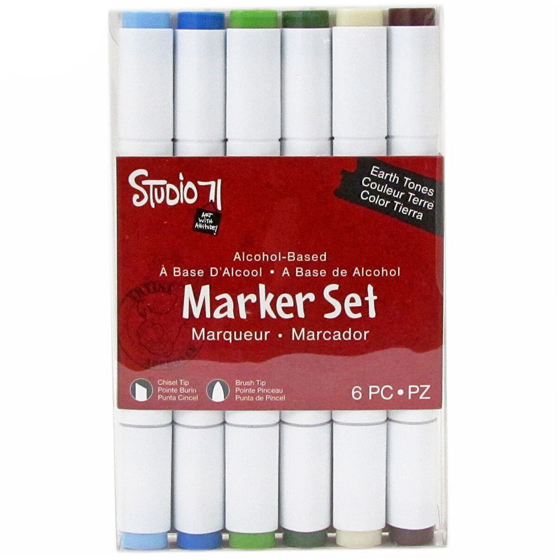 Studio 71 Alcohol Ink Dual Tip Marker Set 6/Pkg-Bold Primaries