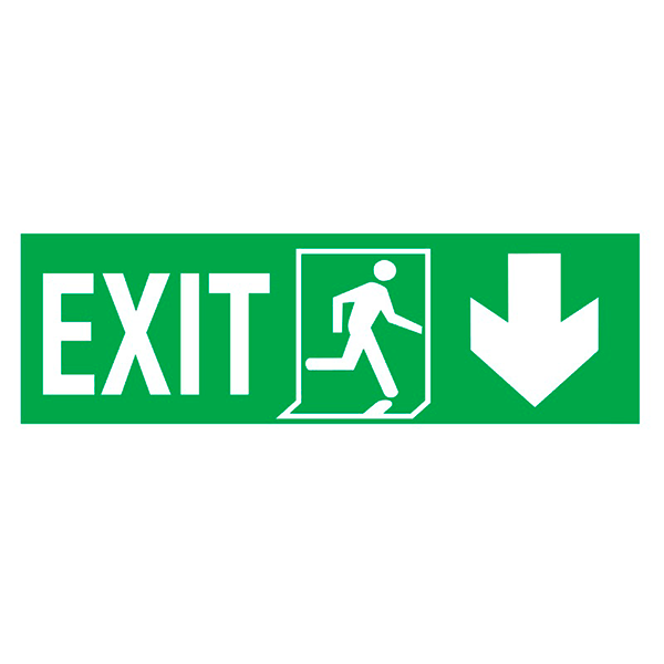 IMO Sign Exit Left-man Run Right-arrow Down IMPA 334409 150x400mm ...