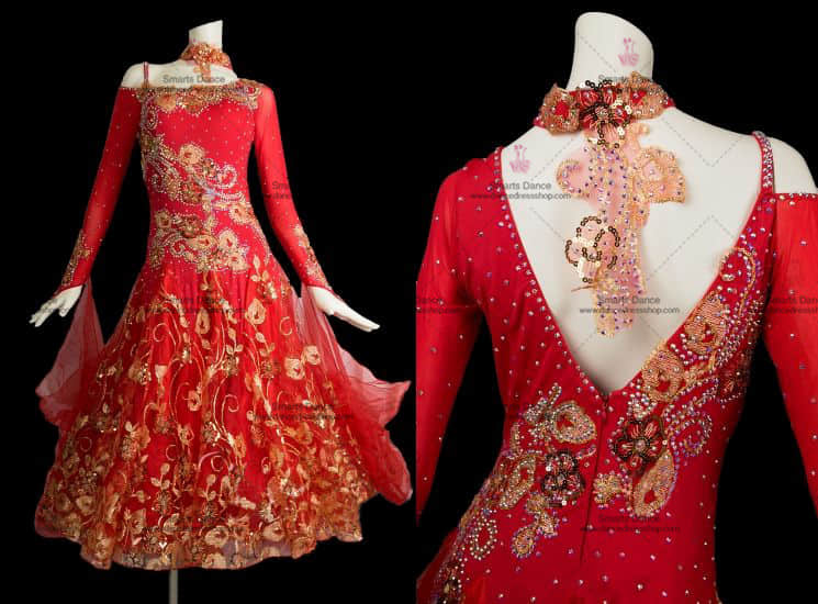 Ballroom Dance Costumes For Competition,Ballroom Dance Dresses Red BD-SG2875,Ballroom Dresses,Ballroom Dance Customes